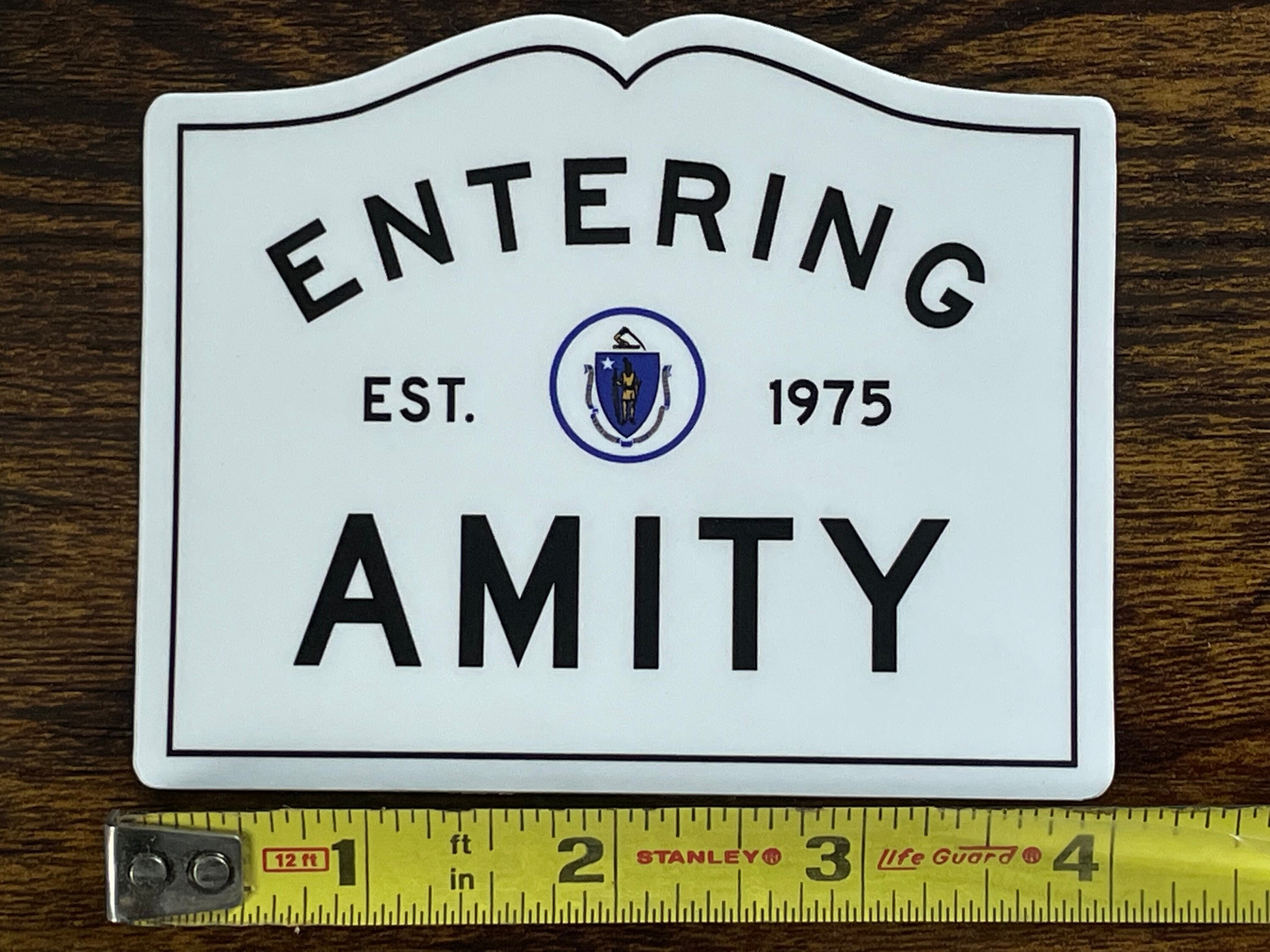 Entering Amity Sticker, Amity Island Town Sign From Movie Jaws, Sticker ...
