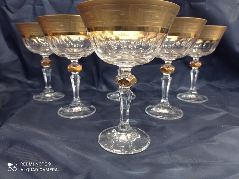 Czech Decorative Glass Champagne Glasses 15cm Decorative Etsy
