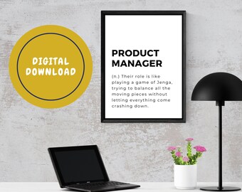 Product Manager Definitie Art Print | Carrière wanddecoratie | Grappige afdrukbare muurkunst | Minimalistisch huisdecor | Grappige thuiskantoor wanddecoratie