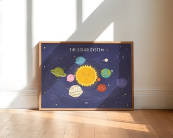 Solar system poster | A3 print | Kids room & nursery decor | Educational wall art | Learn planets | Astronomy print | Art for kids hub