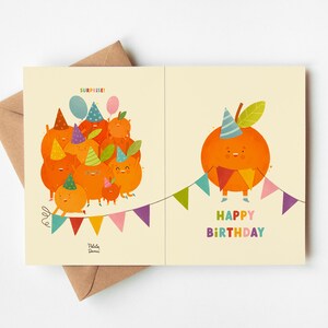 A5 Birthday card | Party oranges | folded greeting card