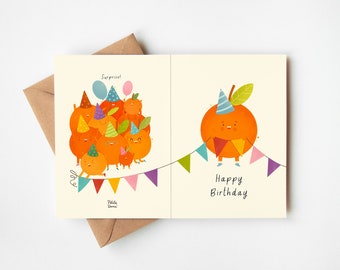 A5 Birthday card | Party oranges | folded card