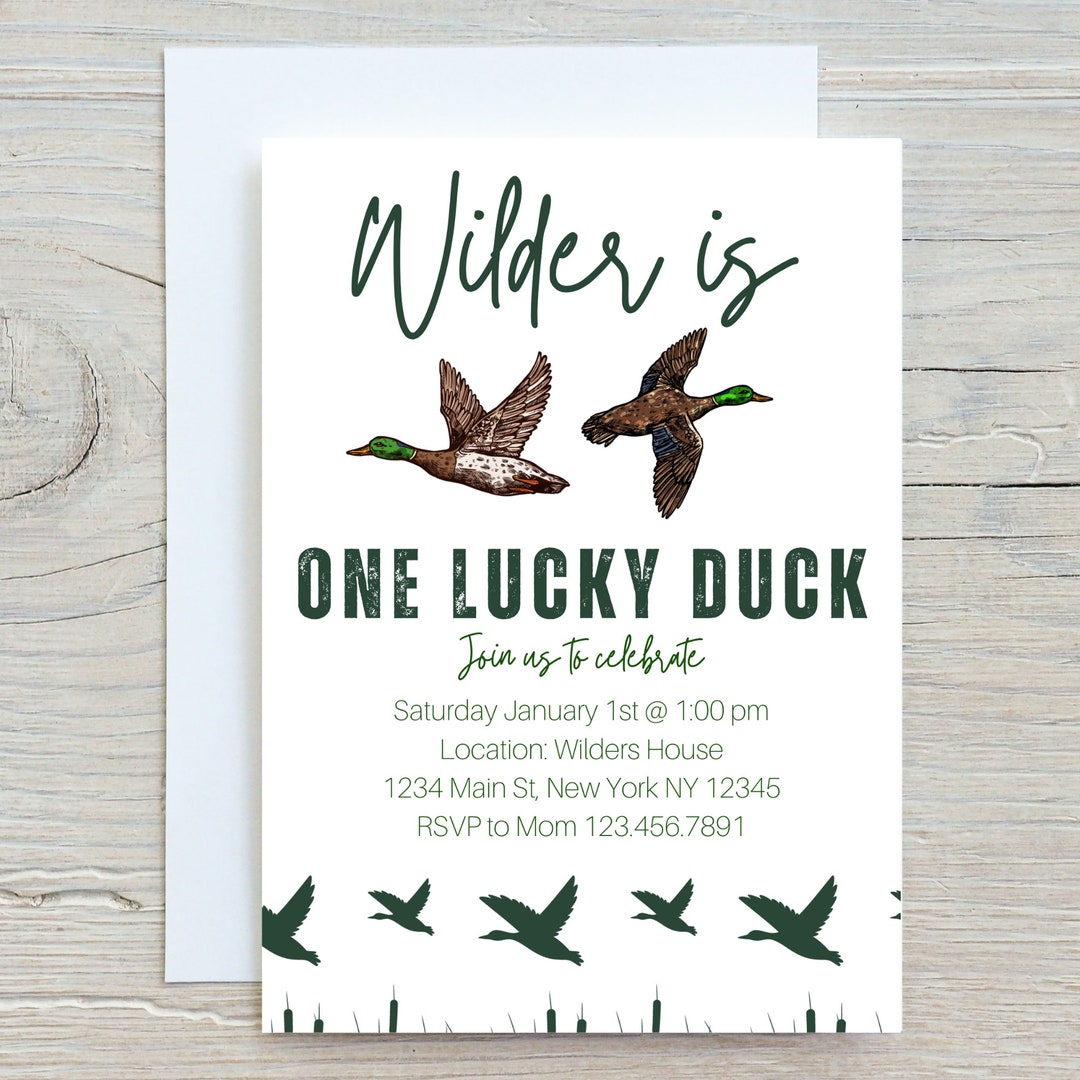 EDITABLE One Lucky Duck Birthday Invite 2nd, Duck First Birthday, Boy