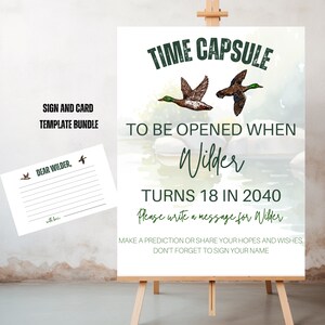 Editable Duck Time Capsule Sign and Card Template Bundle