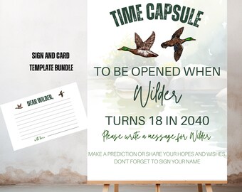 Editable Duck Time Capsule Sign and Card Template Bundle