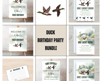 Duck Birthday Bundle, First Birthday Bundle, Welcome Sign, Time Capsule, Invitation