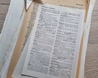 Bundle of 50 Old Dictionary Pages for Scrapbooking | Junk Journaling | Book Ephemera