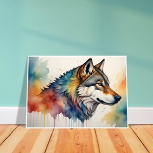 Wolf Watercolour Home Décor Print, Premium Wolf Wall Art, Wild Animals Poster Gift, Wolf Children's Nursery Poster, etsyshop