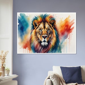 Impresión de decoración del hogar de acuarela de retrato de león, arte de pared premium de África, regalo de póster de animales de Safari, póster de guardería para niños, etsyshop