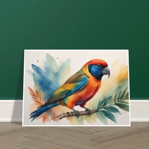 Impresión de decoración del hogar de la acuarela del loro, arte de la pared premium de África, regalo del cartel de los animales de la selva, cartel de la guardería de los niños del loro, etsyshop