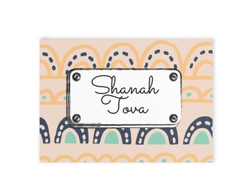 Digital Download Set of Five Rosh HaShana Cards in Beiges, Blues and Greens