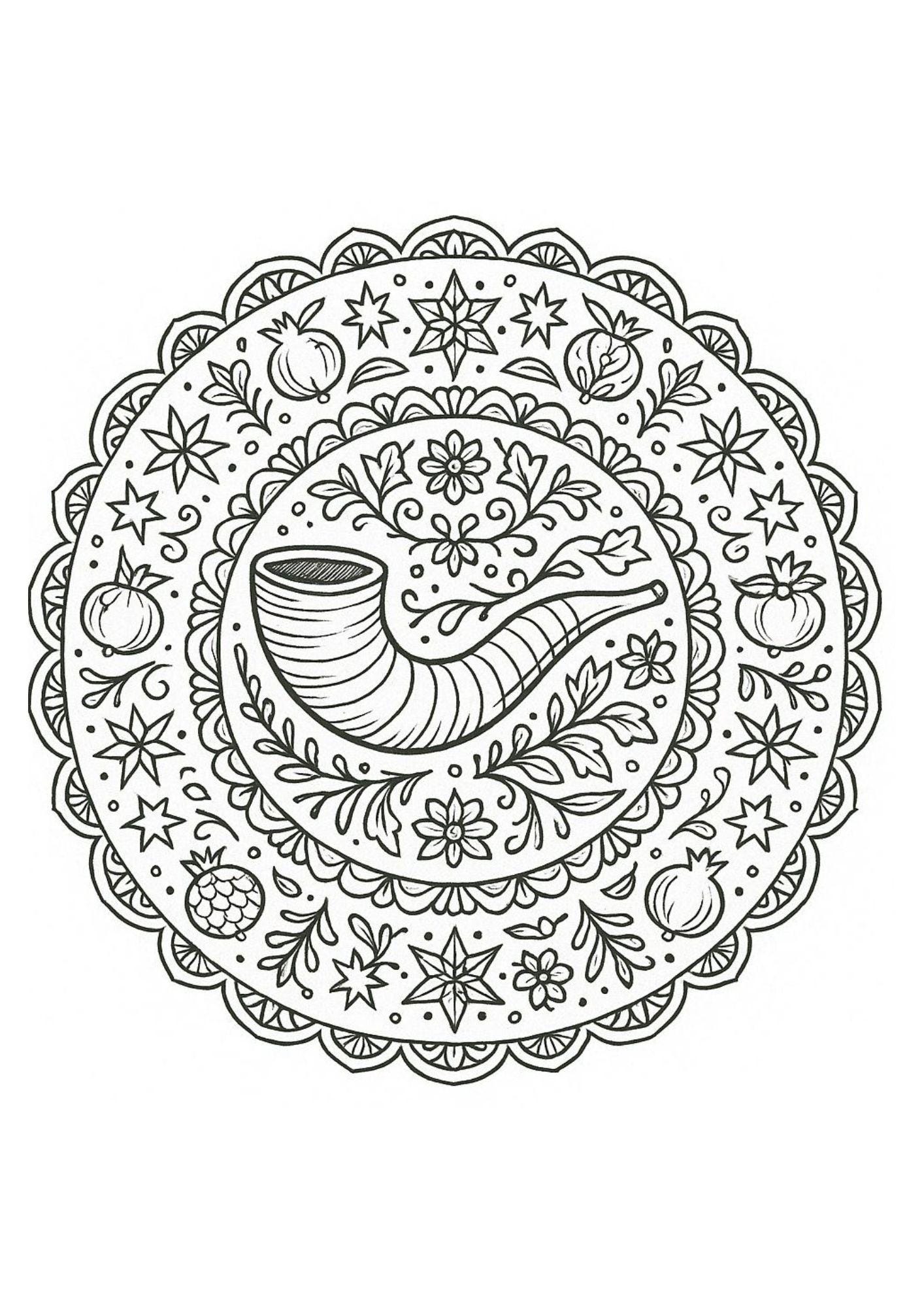 Rosh Hashanah Mandala Coloring Pages | Set of 6 Jewish Holiday ...