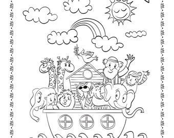 Noah Parsha Coloring Page | Adult Coloring Page | Kid Coloring Page | Digital Download | Books of the Bible Coloring Page | Jewish Acitivity