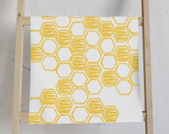 Bee Hive Kitchen | Hand Towel | Honeycomb Rosh Hashanah Towel | Jewish Holiday Gift | Hostess Gift | Netilat Yadayim Towel