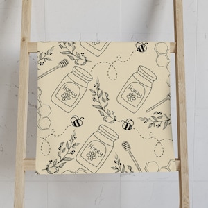 Honey Bee Pattern | Kitchen Hand Towel | Housewarming Gift | Rosh Hashana Gift | Rustic  Hand Towel | Jewish Holiday | Jewish Home Gift