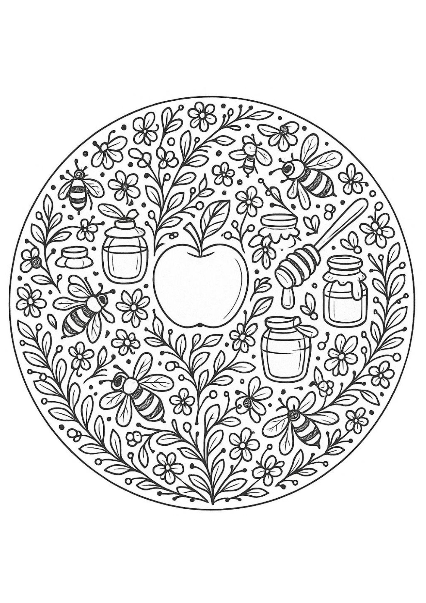 Rosh Hashanah Mandala Coloring Pages | Set of 6 Jewish Holiday ...