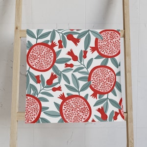 Pomegranate Rosh Hashanah Hand Towel: Modern Judaica Kitchen Decor
