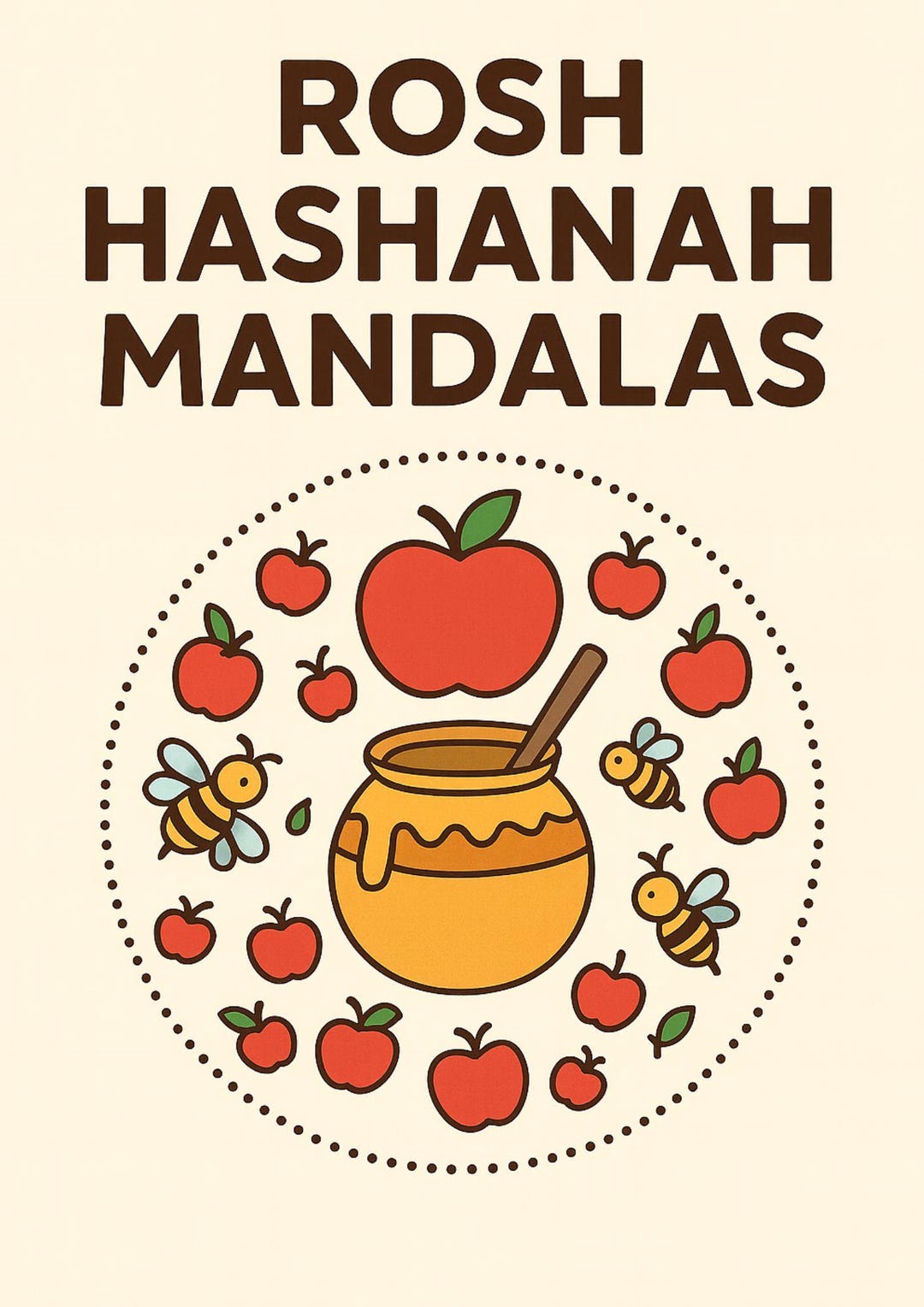 Rosh Hashanah Mandala Coloring Pages for Kids | Jewish Holiday Activity ...
