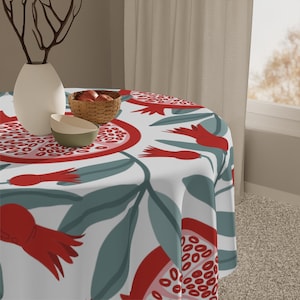 Rosh HaShana Tablecloth | Rosh Hashana Gift | Holiday Decor Tablecloth | Housewarming Gift | Pomegranate Art | Jewish New Year | Jewish Gift