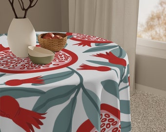 Rosh HaShana Tablecloth | Rosh Hashana Gift | Holiday Decor Tablecloth | Housewarming Gift | Pomegranate Art | Jewish New Year | Jewish Gift