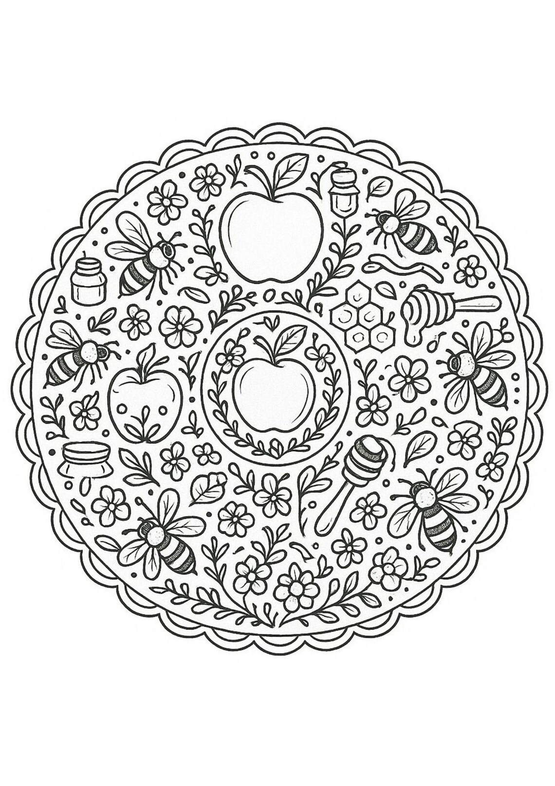 Rosh Hashanah Mandala Coloring Pages | Set of 6 Jewish Holiday ...