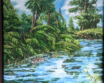 Art Acrylic Original Painting,"Paradise Pond"