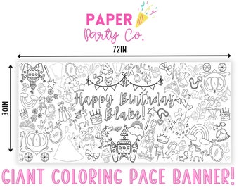 Princess Party Table Top Coloring Banner | Coloring Poster | Princess Party | Giant Coloring Sheet | Princess Birthday | Dress Up Party