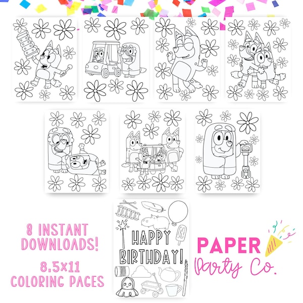 INSTANT DOWNLOAD Puppy Party Coloring Sheets