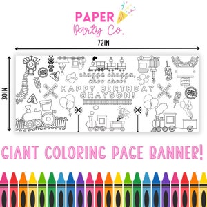 LARGE Train Coloring Banner Poster | Coloring Table Runner | Train Birthday Activity | Coloring Sheet Banner | Train Birthday Party |