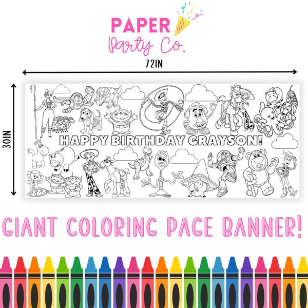 GIANT Coloring Poster Banner | Toy Theme Birthday | Birthday Coloring Banner