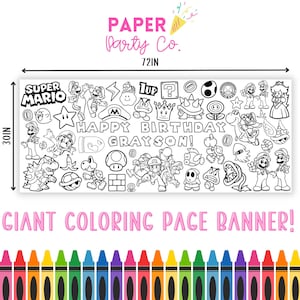 LARGE Super Kart Coloring Poster Banner | Giant Coloring Banner | Super Party