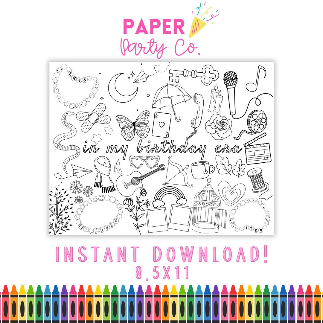 In My Birthday Era Coloring Sheet | INSTANT DOWNLOAD - Etsy