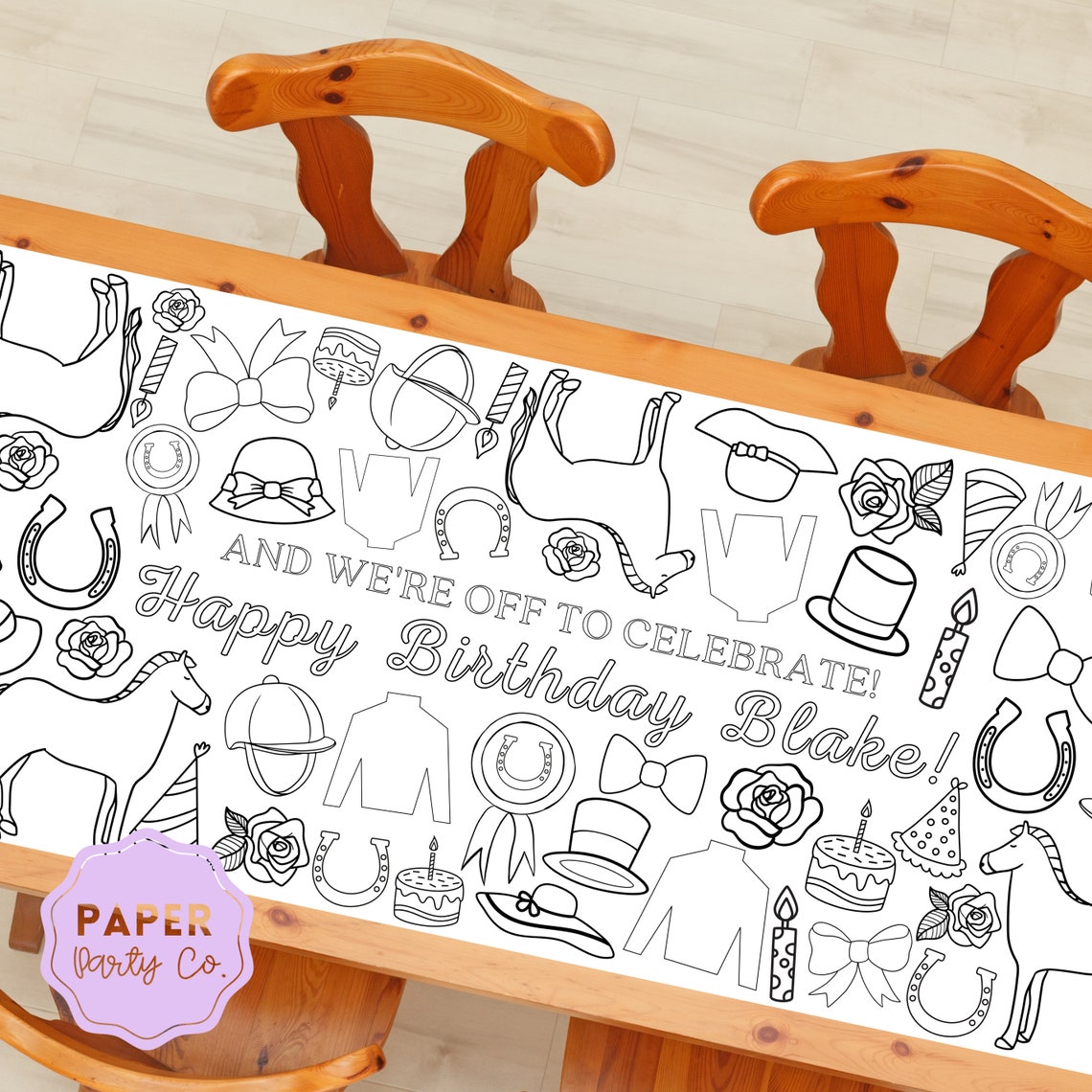 GIANT Coloring Poster Derby Theme Coloring Banner Derby - Etsy