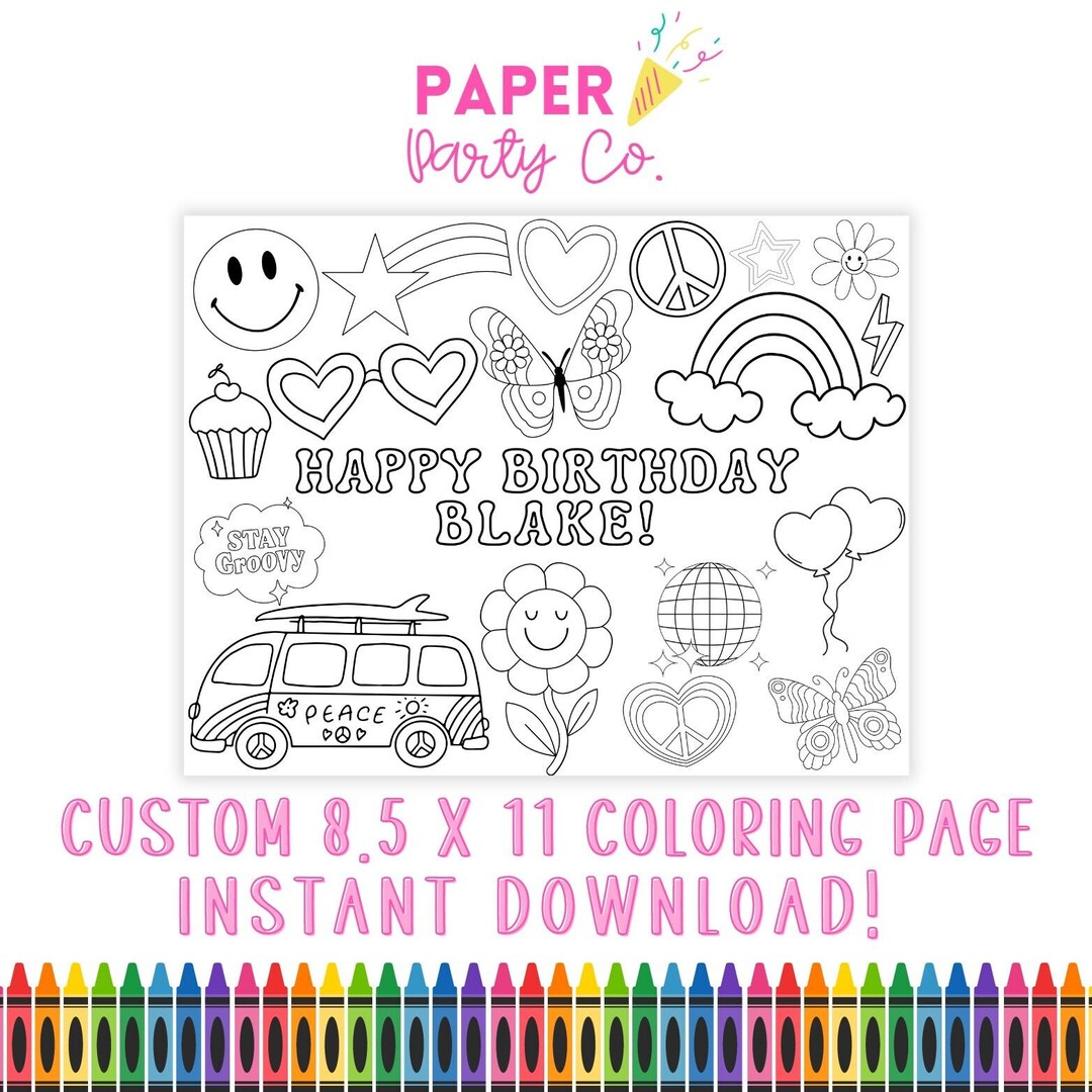 Groovy Coloring Page INSTANT DOWNLOAD Groovy Birthday Party - Etsy