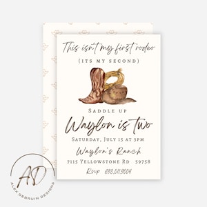 Not My First Rodeo Birthday Invitation | Rodeo Theme Party | Second Birthday | Instant Download | Custom Invitation | 2nd Birthday