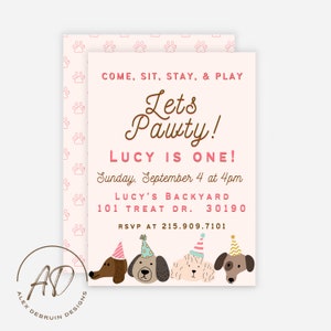 Let's Pawty Invitation | Puppy Party | Dog Party | Instant Download | Editable Invitation | Lets Pawty