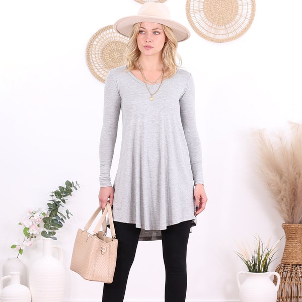 Long Sleeve Tunic Top for Women, S-3X