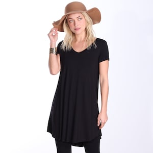 Women Short Sleeve V-Neck Tunic Tops - S-3XL