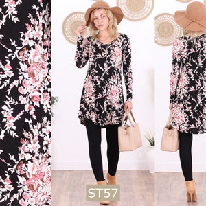 Printed Long Sleeve Tunics For Women Sizes S-3XL ST57