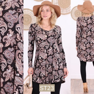 Printed Long Sleeve Tunics For Women Sizes S-3XL ST23