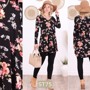 Printed Long Sleeve Tunics For Women Sizes S-3XL ST75