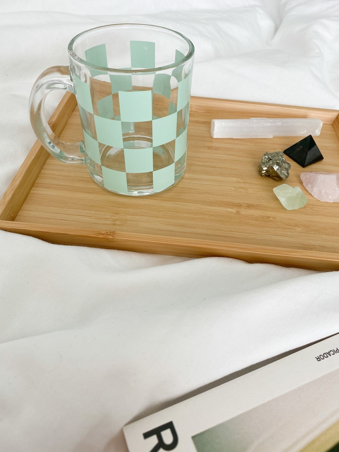 Checkered Glass Mug Checkered Coffee Mug Checkered Tea Etsy