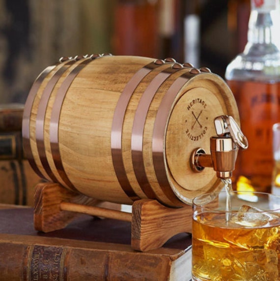 Refinery Wooden Whiskey Barrel Decanter Beer Wine Drinking Etsy UK