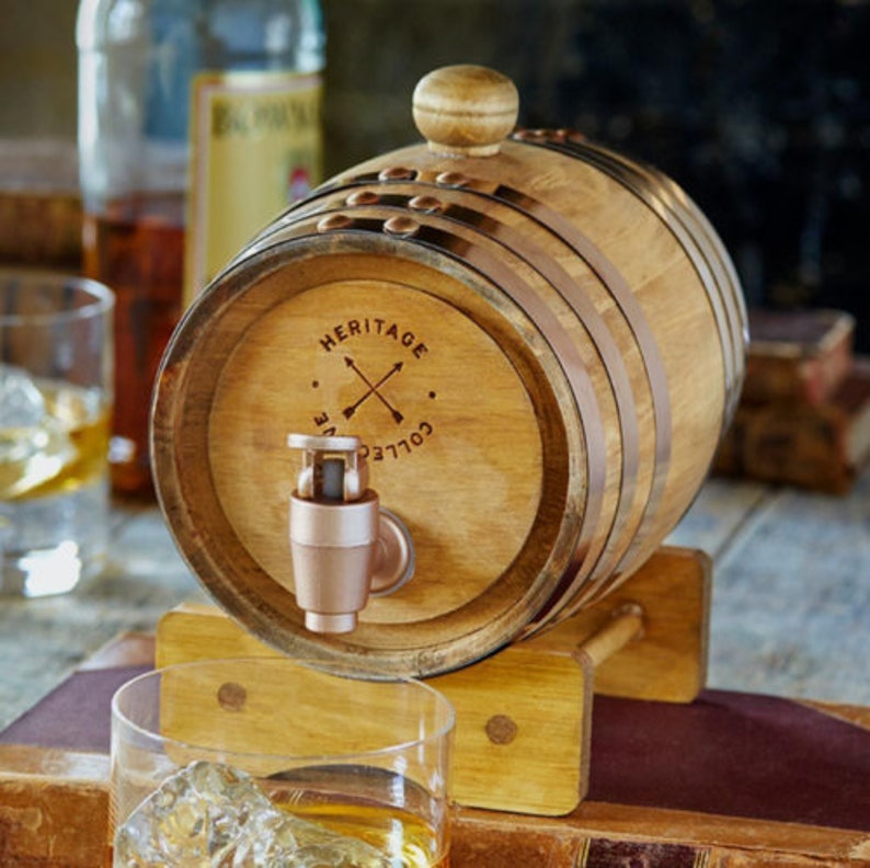 Refinery Wooden Whiskey Barrel Decanter Beer Wine Drinking Etsy UK