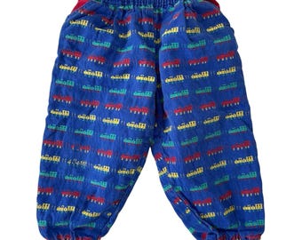 Pantalones OshKosh vintage raros de los años 80 para niños pequeños, talla 3T, con estampado de trenes, pana, estilo retro, fabricados en EE. UU.