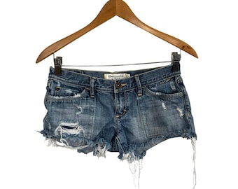 Abercrombie Fitch Y2K Booty Short Low Rise Micro Mini Denim Cutoff Coachella 0