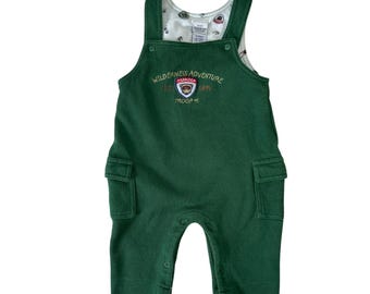 Rare Vintage Oshkosh Green Overalls Wilderness Adventure Troop Retro 90s Cottage Gorpcore Lined Outdoors Explorer Baby Size 6-9m