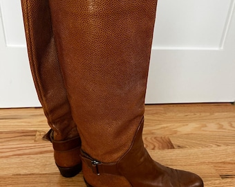 Vintage Artigo Made In Italy Brown Leather Knee High Ride Boots Size EU39 US8.5