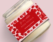 Valentines candle label templates Hearts editable labels Canva Valentine label