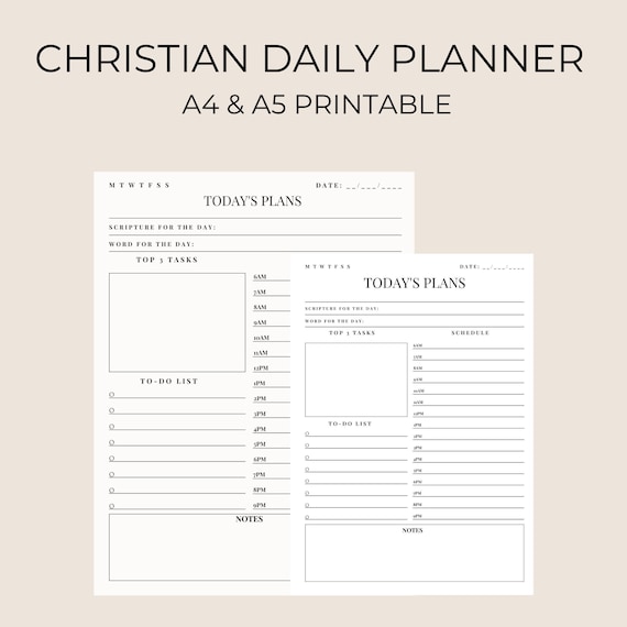 Christian Daily Planner Printable Daily Schedule Etsy